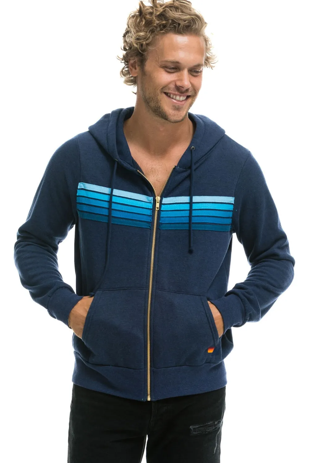 Hoodies | Hoodies | Aviator Nation 5 STRIPE HOODIE - NAVY // BLUE NAVY//BLUE