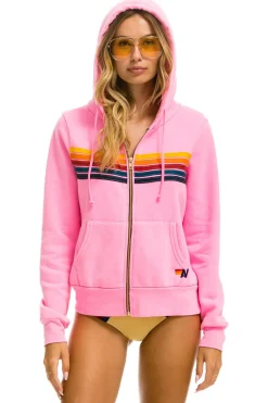 Hoodies | Hoodies | Aviator Nation 5 STRIPE HOODIE - NEON PINK NEONPINK