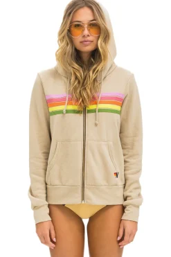 Hoodies | Hoodies | Aviator Nation 5 STRIPE HOODIE - SAND // PINK // GREEN SAND//PINK//GREEN