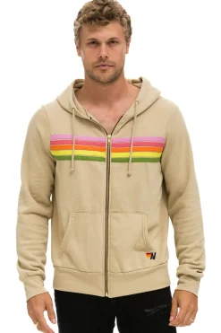 Hoodies | Hoodies | Aviator Nation 5 STRIPE HOODIE - SAND // PINK // GREEN SAND//PINK//GREEN