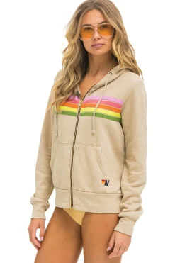 Hoodies | Hoodies | Aviator Nation 5 STRIPE HOODIE - SAND // PINK // GREEN SAND//PINK//GREEN