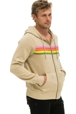 Hoodies | Hoodies | Aviator Nation 5 STRIPE HOODIE - SAND // PINK // GREEN SAND//PINK//GREEN
