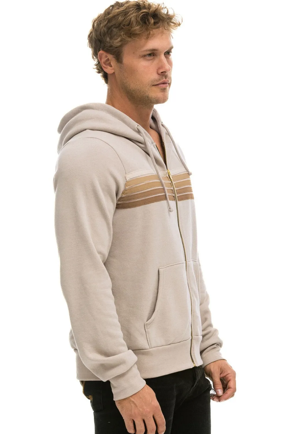 Hoodies | Hoodies | Aviator Nation 5 STRIPE HOODIE - SAND // TAN SAND//TAN