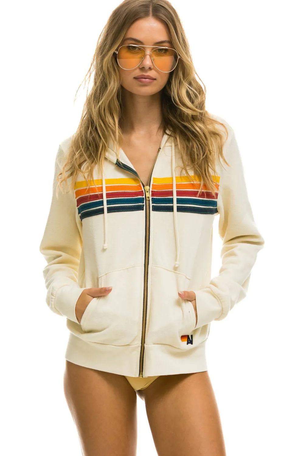 Hoodies | Hoodies | Aviator Nation 5 STRIPE HOODIE - VINTAGE WHITE VINTAGEWHITE