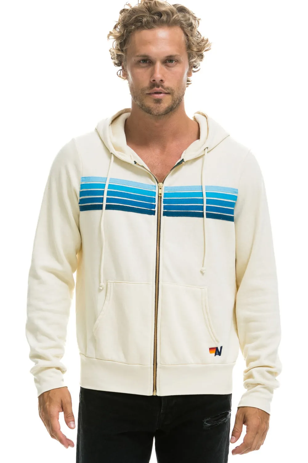 Hoodies | Hoodies | Aviator Nation 5 STRIPE HOODIE - VINTAGE WHITE // BLUE VINTAGEWHITE//BLUE