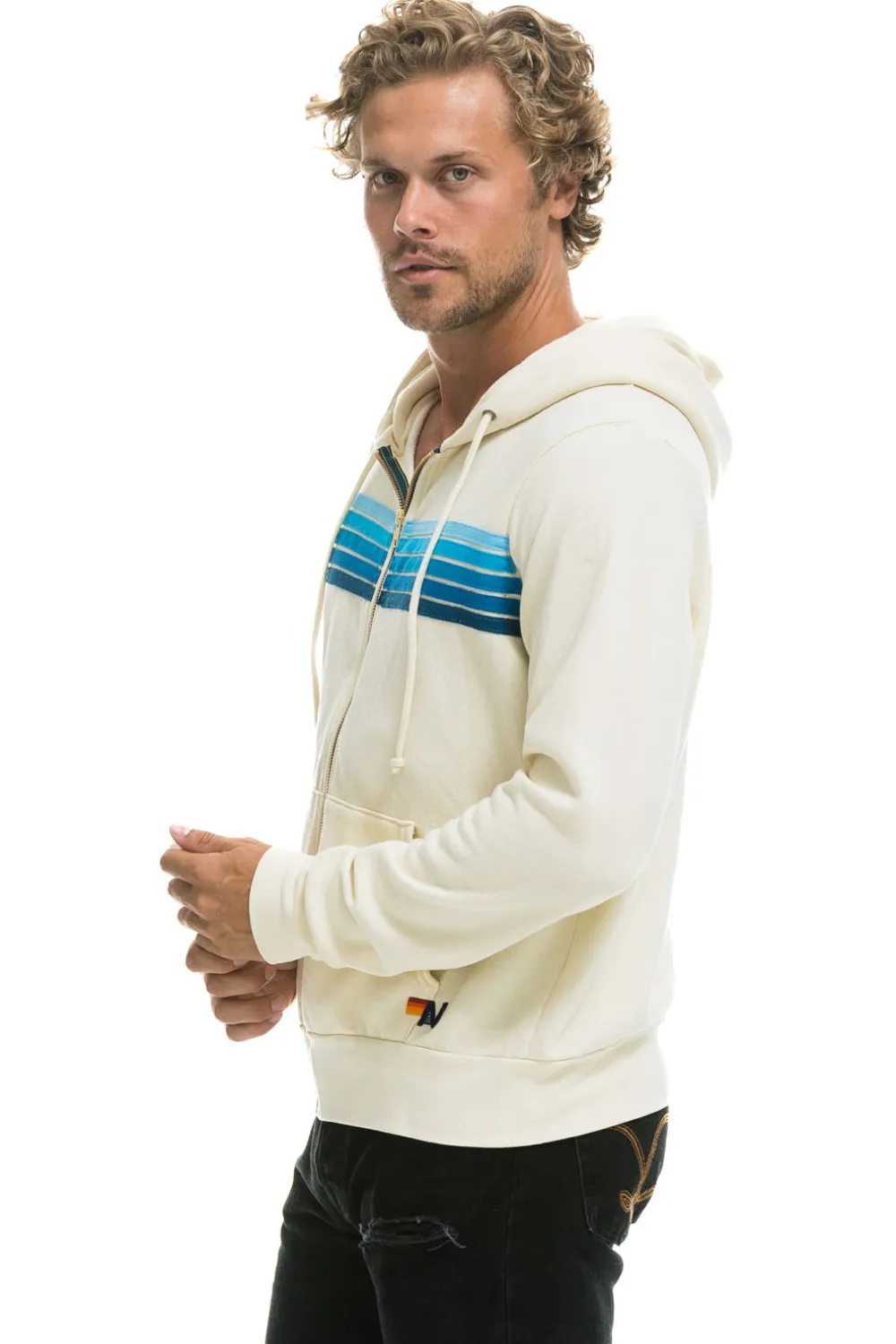 Hoodies | Hoodies | Aviator Nation 5 STRIPE HOODIE - VINTAGE WHITE // BLUE VINTAGEWHITE//BLUE
