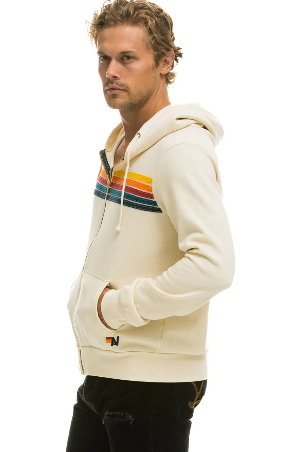 Hoodies | Hoodies | Aviator Nation 5 STRIPE HOODIE - VINTAGE WHITE VINTAGEWHITE