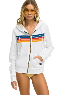 Hoodies | Hoodies | Aviator Nation 5 STRIPE HOODIE - WHITE 2 WHITE2
