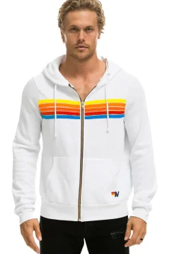 Hoodies | Hoodies | Aviator Nation 5 STRIPE HOODIE - WHITE // NEON RAINBOW WHITE//NEONRAINBOW
