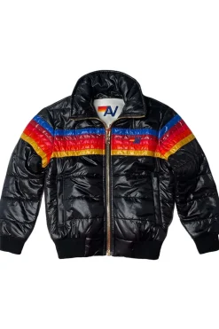 Kid's Outerwear | Aviator Nation 5 STRIPE KIDS TRAVELER JACKET - BLACK GLOSSY BLACKGLOSSY