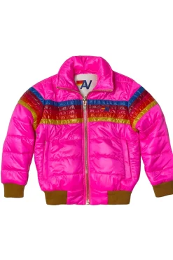 Kid's Outerwear | Aviator Nation 5 STRIPE KIDS TRAVELER JACKET - NEON PINK GLOSSY NEONPINKGLOSSY