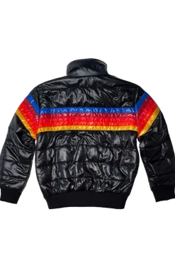 Kid's Outerwear | Aviator Nation 5 STRIPE KIDS TRAVELER JACKET - BLACK GLOSSY BLACKGLOSSY