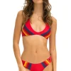 Swim Tops | Aviator Nation 5 STRIPE RACERBACK BIKINI TOP - RED
