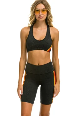 Activewear | Activewear | Aviator Nation 5 STRIPE RAINBOW 8 IN INSEAM HI-RISE BIKER SHORT - CHARCOAL