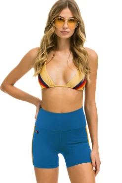 Activewear | Activewear | Aviator Nation 5 STRIPE RAINBOW 4 INCH HI-RISE BIKER SHORT - CARIBBEAN