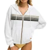 Hoodies | Hoodies | Aviator Nation 5 STRIPE RELAXED ZIP HOODIE - WHITE // GREY WHITE//GREY