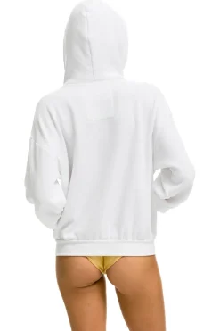 Hoodies | Hoodies | Aviator Nation 5 STRIPE RELAXED ZIP HOODIE - WHITE 2 WHITE2