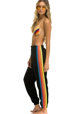Sweatpants | Aviator Nation 5 STRIPE SWEATPANTS - BLACK // NEON RAINBOW STRIPES BLACK//NEONRAINBOWSTRIPES
