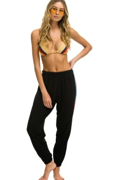 Sweatpants | Aviator Nation 5 STRIPE SWEATPANTS - BLACK // NEON RAINBOW STRIPES BLACK//NEONRAINBOWSTRIPES