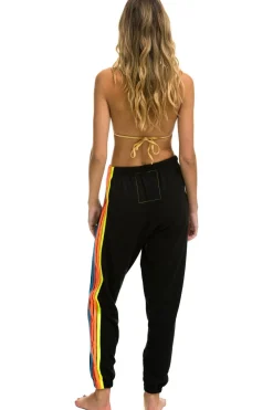 Sweatpants | Aviator Nation 5 STRIPE SWEATPANTS - BLACK // NEON RAINBOW STRIPES BLACK//NEONRAINBOWSTRIPES