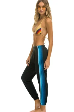 Sweatpants | Aviator Nation 5 STRIPE SWEATPANTS - CHARCOAL // BLUE CHARCOAL//BLUE