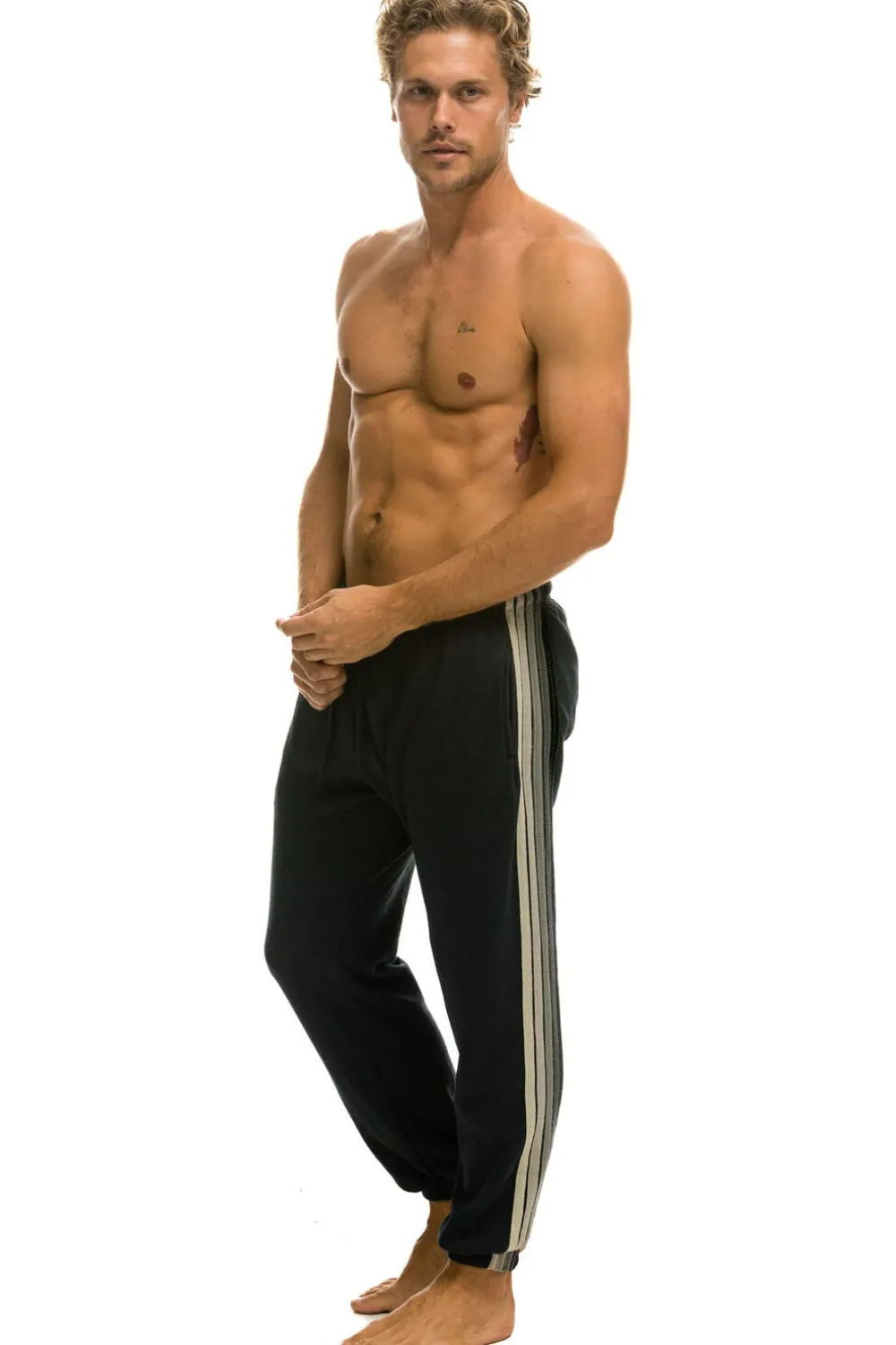 Sweatpants | Aviator Nation 5 STRIPE SWEATPANTS - CHARCOAL // GREY CHARCOAL//GREY