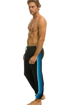 Sweatpants | Aviator Nation 5 STRIPE SWEATPANTS - CHARCOAL // BLUE CHARCOAL//BLUE