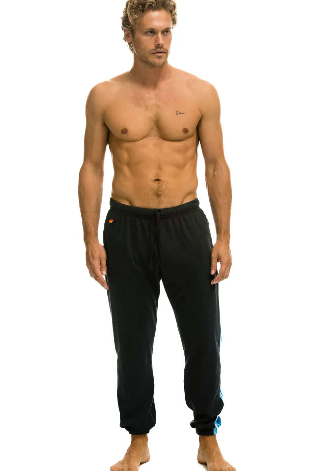 Sweatpants | Aviator Nation 5 STRIPE SWEATPANTS - CHARCOAL // BLUE CHARCOAL//BLUE