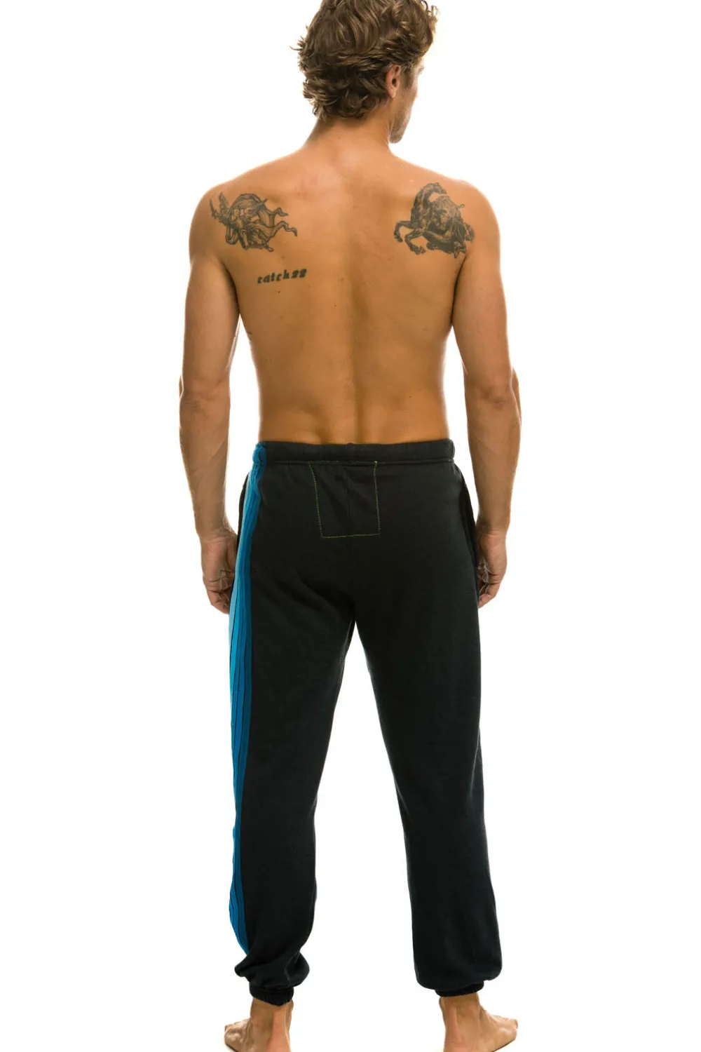 Sweatpants | Aviator Nation 5 STRIPE SWEATPANTS - CHARCOAL // BLUE CHARCOAL//BLUE