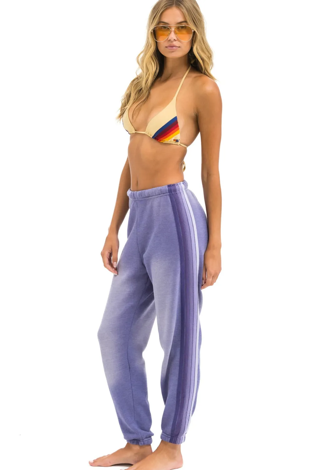 Sweatpants | Aviator Nation 5 STRIPE SWEATPANTS - FADED GRAPE FADEDGRAPE
