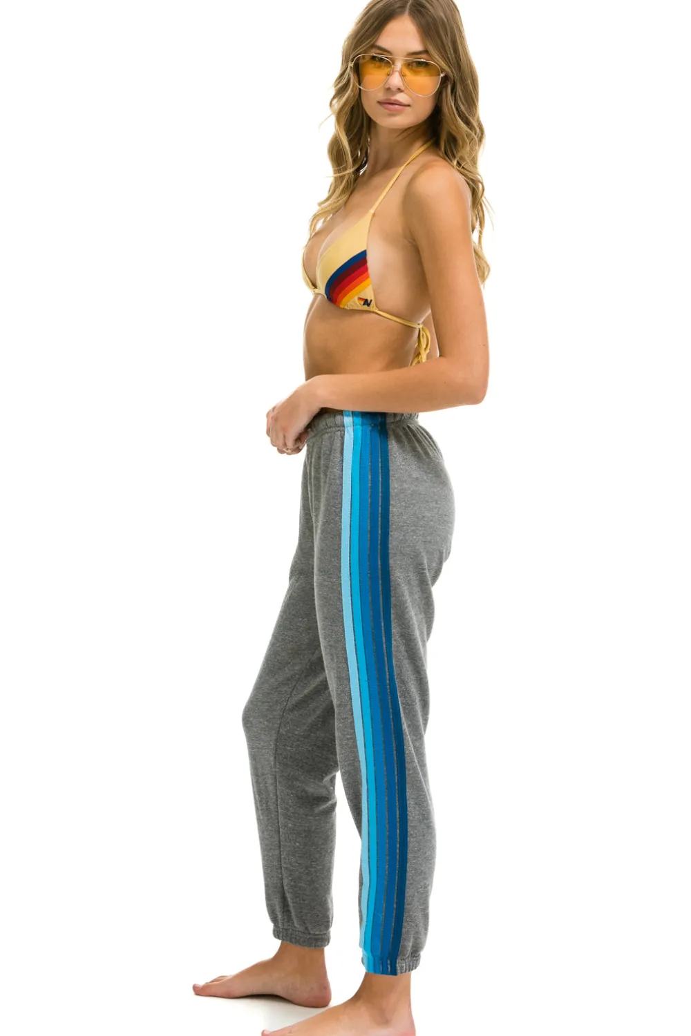 Sweatpants | Aviator Nation 5 STRIPE SWEATPANTS - HEATHER GREY // BLUE HEATHERGREY//BLUE
