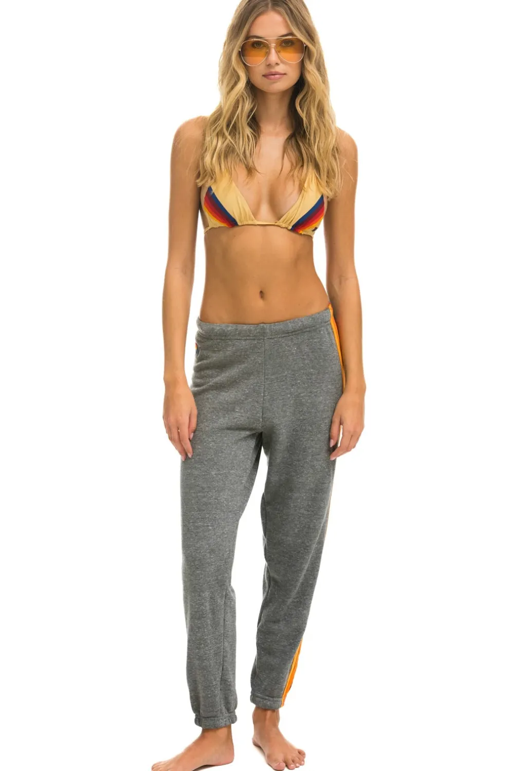 Sweatpants | Aviator Nation 5 STRIPE SWEATPANTS - HEATHER GREY 2 HEATHERGREY2
