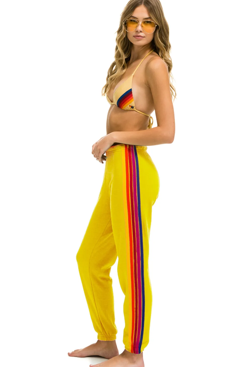 Sweatpants | Aviator Nation 5 STRIPE SWEATPANTS - LEMON // YELLOW // PURPLE LEMON//YELLOW//PURPLE