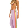 Sweatpants | Aviator Nation 5 STRIPE SWEATPANTS - MAUVE // PINK // GREEN MAUVE//PINK//GREEN