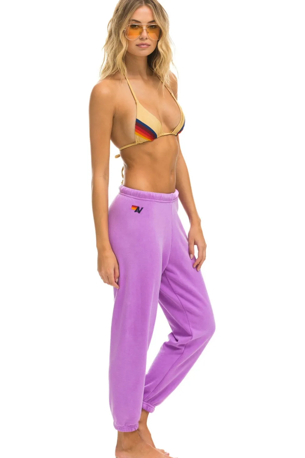 Sweatpants | Aviator Nation 5 STRIPE SWEATPANTS - NEON PURPLE NEONPURPLE