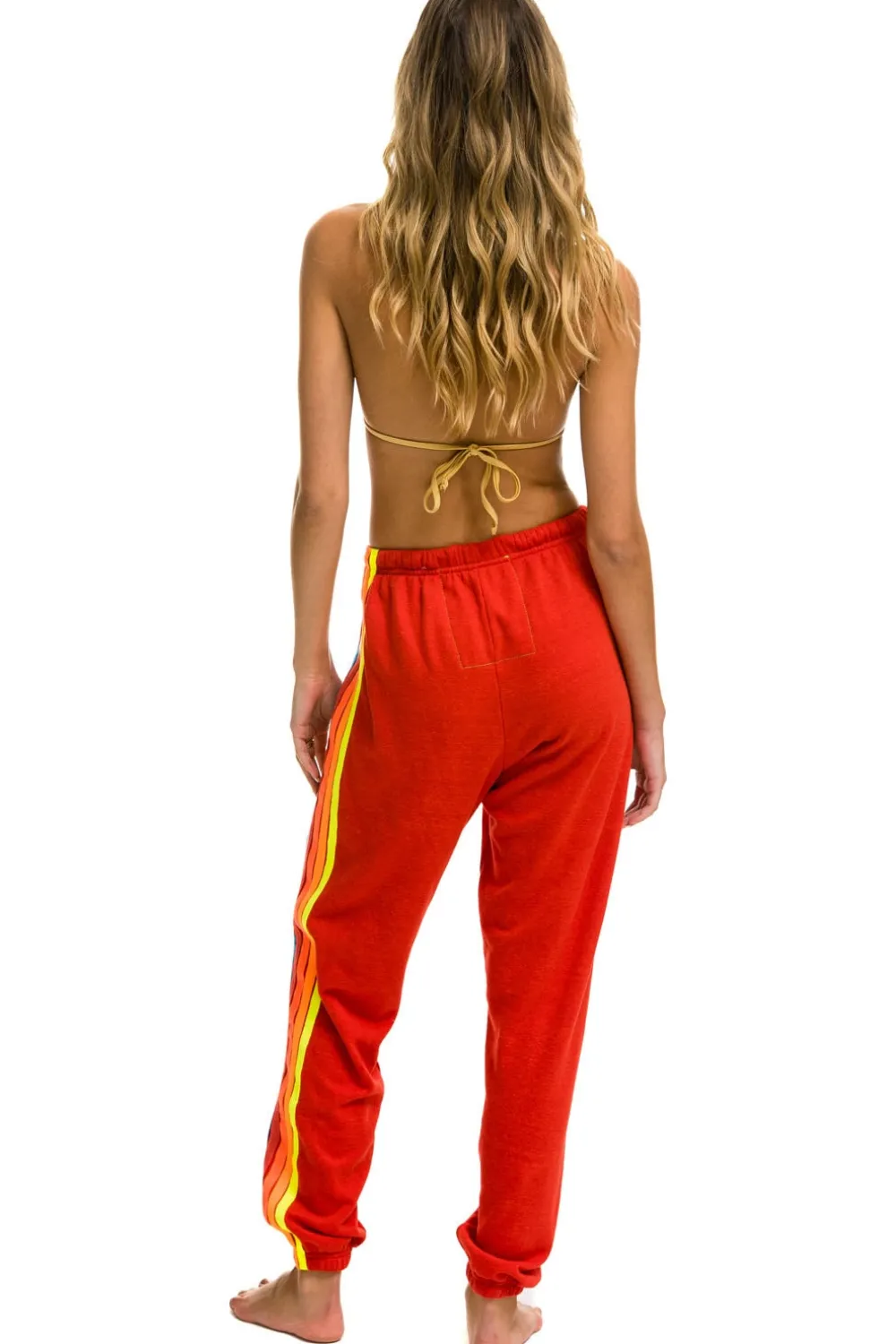 Sweatpants | Aviator Nation 5 STRIPE SWEATPANTS - RED // NEON RAINBOW RED//NEONRAINBOW