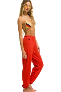 Sweatpants | Aviator Nation 5 STRIPE SWEATPANTS - RED // NEON RAINBOW RED//NEONRAINBOW