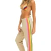 Sweatpants | Aviator Nation 5 STRIPE SWEATPANTS - SAND // PINK // GREEN SAND//PINK//GREEN