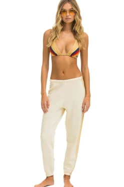 Sweatpants | Aviator Nation 5 STRIPE SWEATPANTS - VINTAGE WHITE // TAN VINTAGEWHITE//TAN