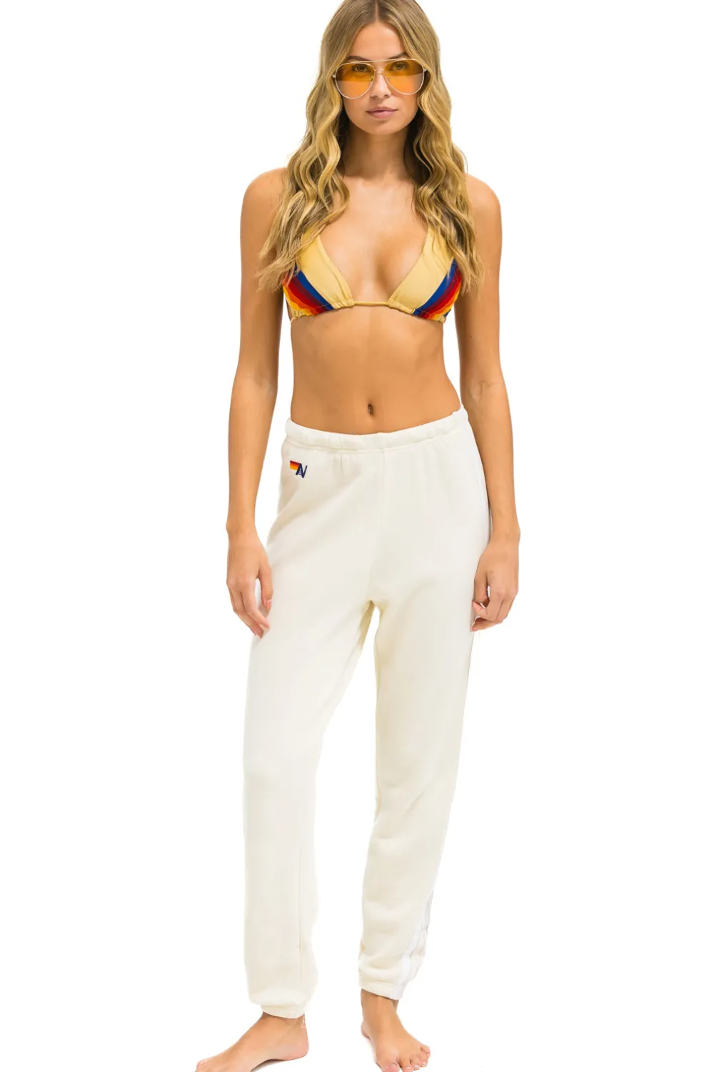 Sweatpants | Aviator Nation 5 STRIPE SWEATPANTS - VINTAGE WHITE // WHITE // GREY VINTAGEWHITE//WHITE//GREY