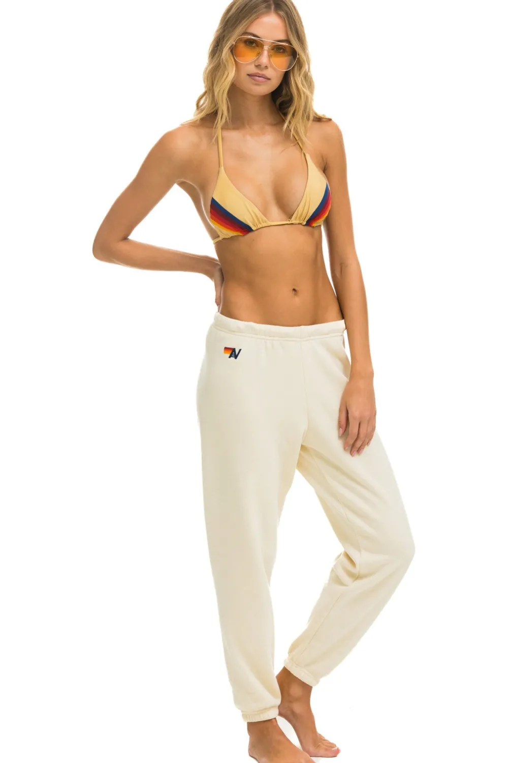 Sweatpants | Aviator Nation 5 STRIPE SWEATPANTS - VINTAGE WHITE // USA VINTAGEWHITE//USA