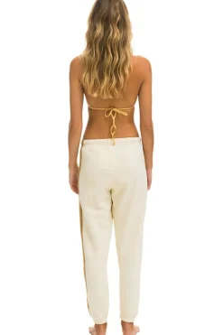 Sweatpants | Aviator Nation 5 STRIPE SWEATPANTS - VINTAGE WHITE // TAN VINTAGEWHITE//TAN