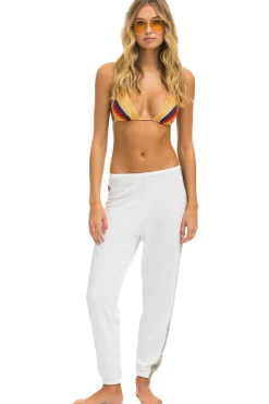 Sweatpants | Aviator Nation 5 STRIPE SWEATPANTS - WHITE // GREY WHITE//GREY