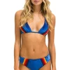 Swim Tops | Aviator Nation 5 STRIPE VELVET TRIANGLE BIKINI TOP - ANTIGUA