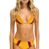 Swim Tops | Aviator Nation 5 STRIPE VELVET TRIANGLE BIKINI TOP - GOLD