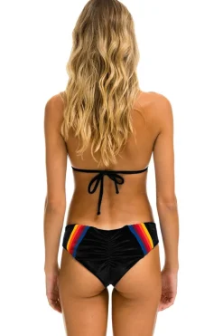 Swim Tops | Aviator Nation 5 STRIPE VELVET TRIANGLE BIKINI TOP - BLACK