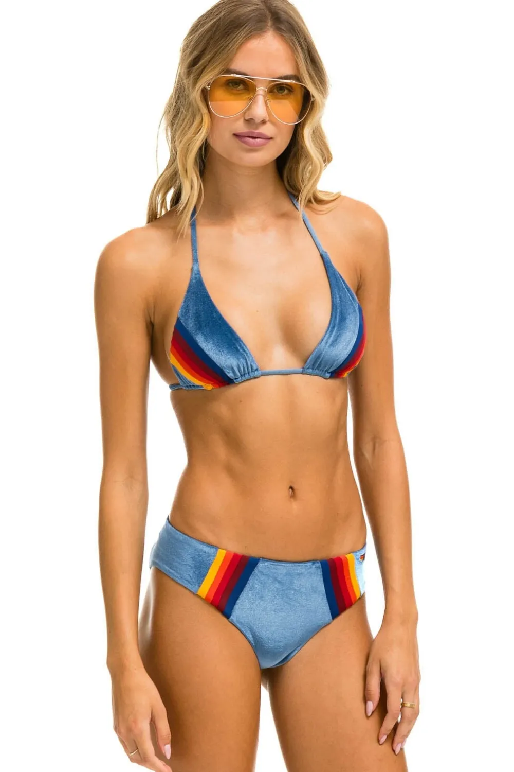 Swim Tops | Aviator Nation 5 STRIPE VELVET TRIANGLE BIKINI TOP - ISLANDA