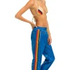 Sweatpants | Aviator Nation 5 STRIPE WIND PANT - SNORKEL BLUE GLOSSY SNORKELBLUEGLOSSY