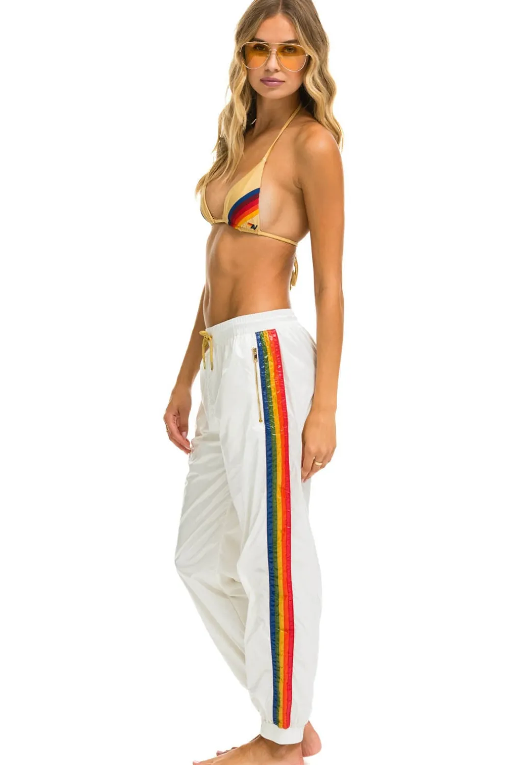 Sweatpants | Aviator Nation 5 STRIPE WIND PANT - VINTAGE WHITE GLOSSY VINTAGEWHITEGLOSSY