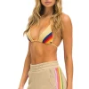 Shorts | Aviator Nation 5 STRIPE WOMENS LOUNGER SHORT - SAND // PINK // GREEN SAND//PINK//GREEN